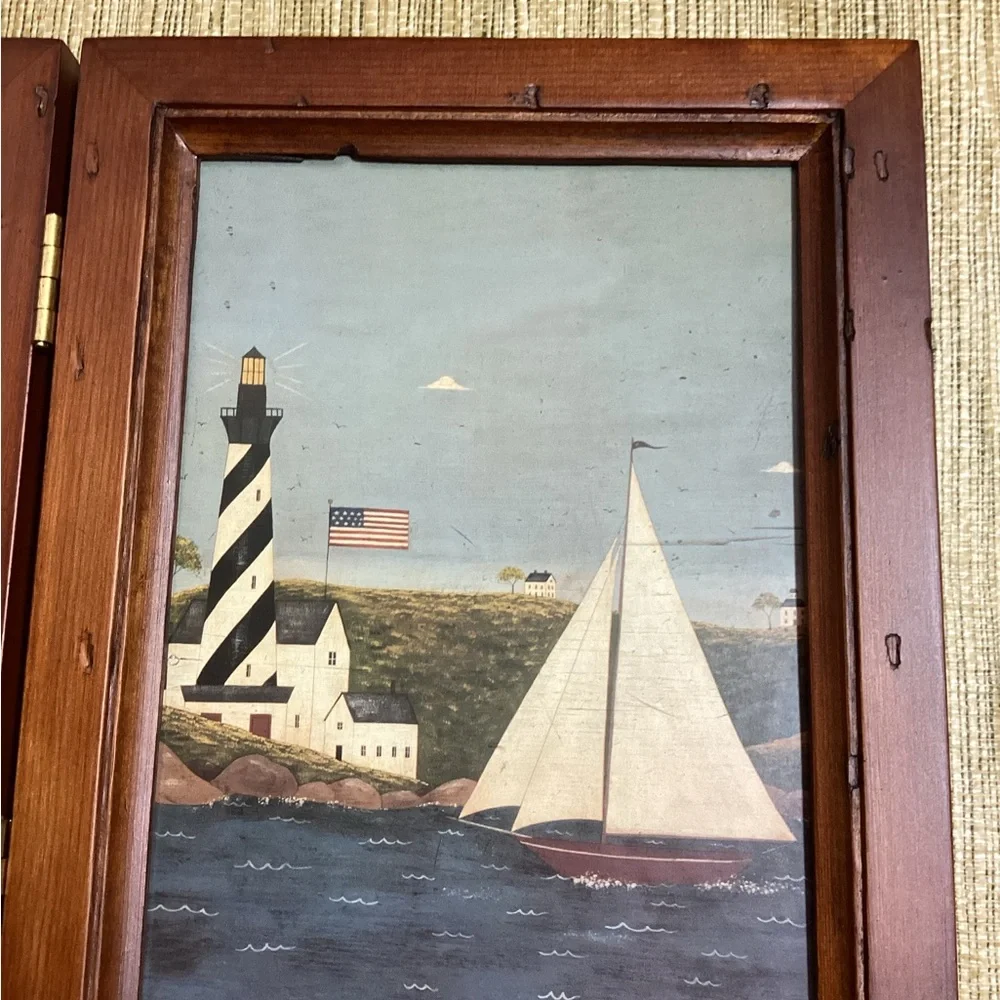 New Warren Kimble Bi Fold Wood Frame with Kimble Art Picture